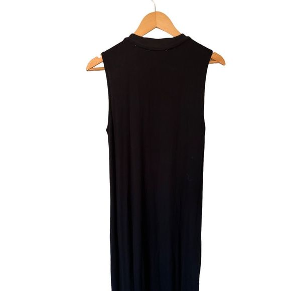BLDWN Abbot Dress Black Sleeveless Cozy Maxi Dress Crewneck Cotton Slits Size XS - Picture 10 of 11